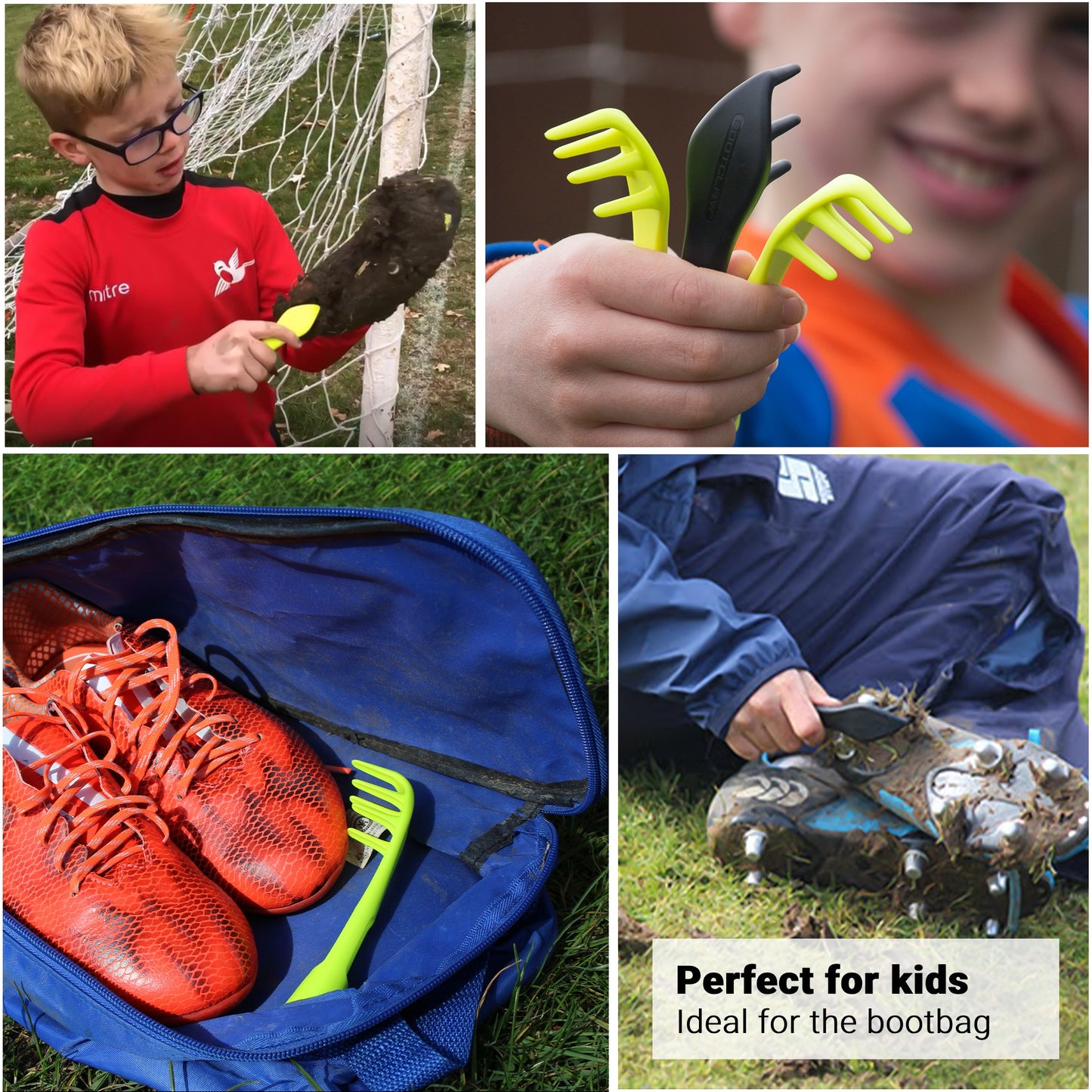 Bootclaw Mud Scraper for Football & Rugby Boots – 5 Curved Claws, Made in Britain (Neon)