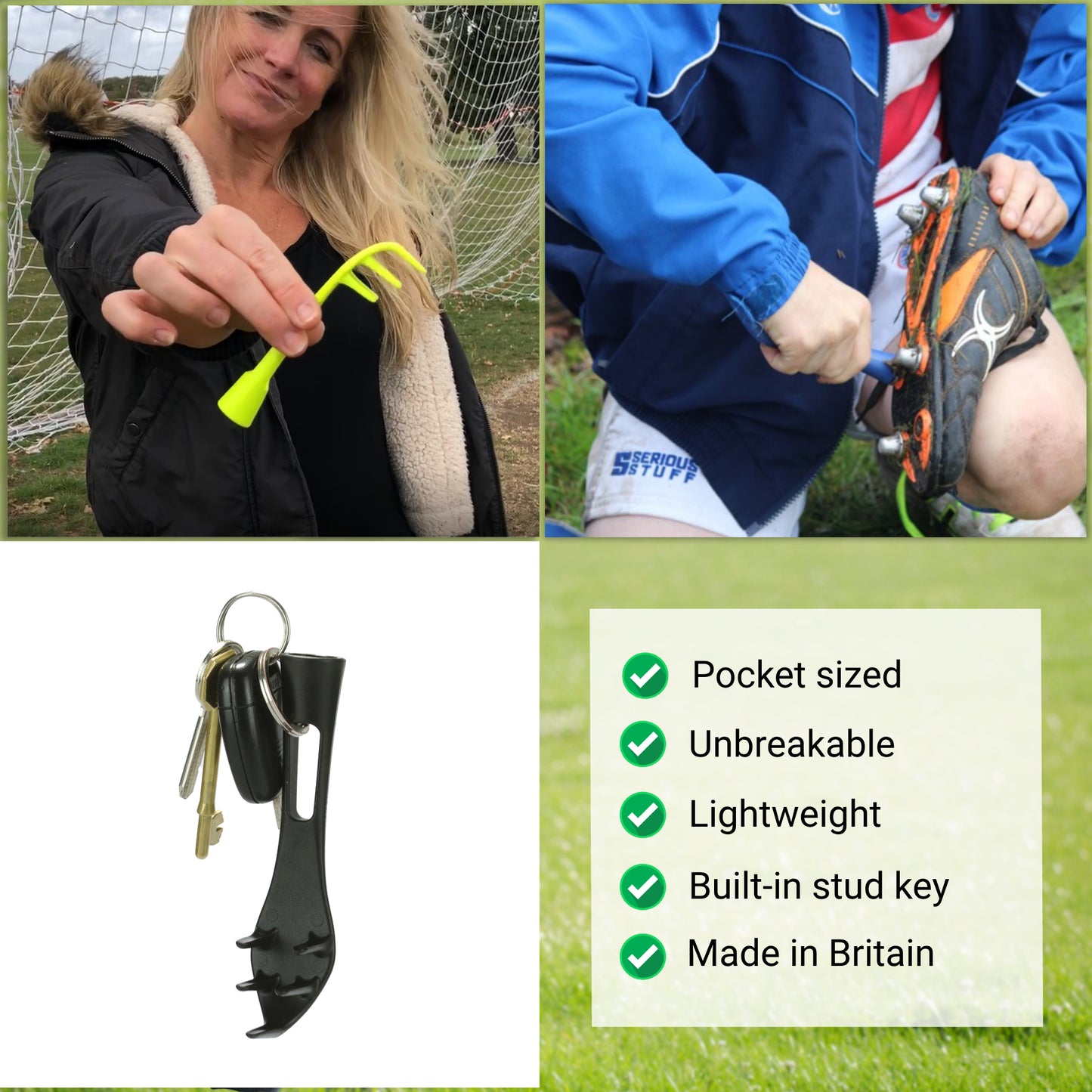 Bootclaw Mud Scraper for Football & Rugby Boots – 5 Curved Claws, Made in Britain (Neon)